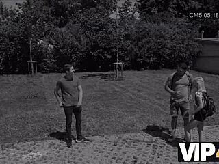 gf rides old dude while cuck bf watches her cum hard