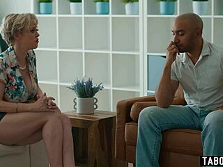 Granny Therapist Fucks Black Patient's Huge Cock in Office