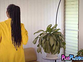 Ebony Milf in Lingerie Strips Huge Tits and Big Ass Tease