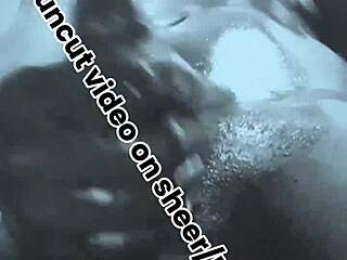 Oiled Muscled BBW Masturbates Monster Cock Close-Up in Black White?