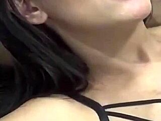 Skinny Brazilian cutie kisses ripped guy in homemade couple video