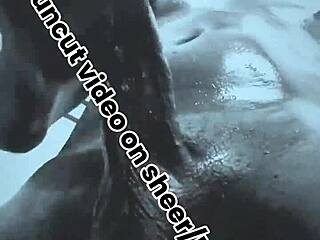 Oiled Muscled BBW Masturbates Monster Cock Close-Up in Black White?