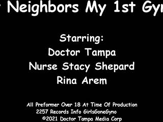 Petite Tattooed Neighbor Rina Arem's First Gyno Exam Gapes Shaved Pussy!