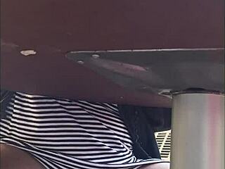 caught filming wife's wet upskirt pussy flash