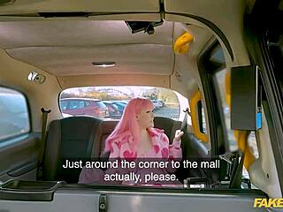 pink haired slut, pussy creampie in fake taxi?