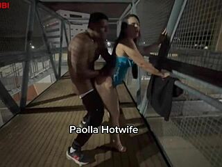 paolla hotwife flashes her pussy outdoors then takes bbc cuckold pounding publicly