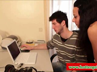 horny portuguese latina babe teases colleague in lingerie heels