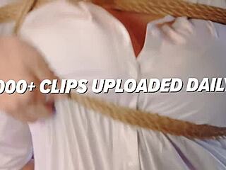 yo she's tied up gagging on those giant petite soles!