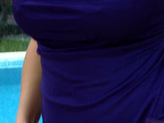cora carina bends over poolside for neighbor-heard pounding