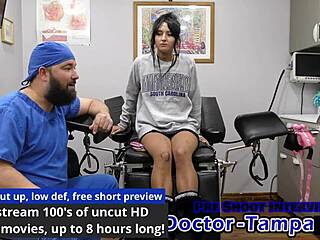 dr tampa tests zombae's gaping shaved pussy with gloves backstage