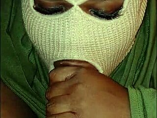 Masked girl performs super sloppy deepthroat blowjob eagerly