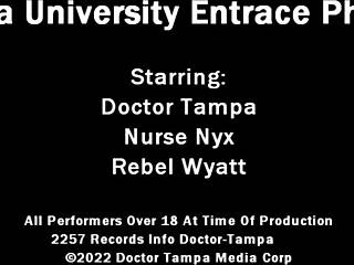 dr tampa checks rebel wyatt's pierced tits and shaved pussy backstage 😏🔥