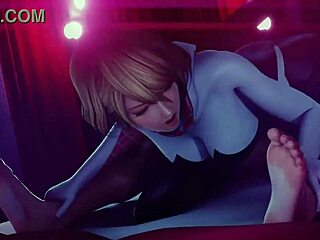 spider gwen gets her ass fucked hard on the bed in intense anal scene