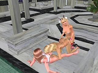 i hooked up with two 3d futanari shemales for wild anal hentai threesome striptease!