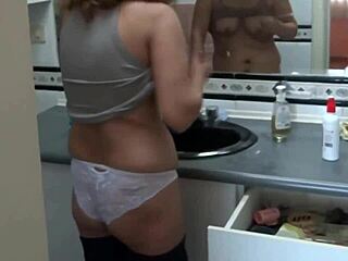I Can't Stop Spying On Stepmom Getting Ready For Wild Bathroom Sex!