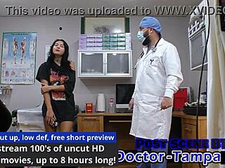 dr tampa tests zombae's gaping shaved pussy with gloves backstage