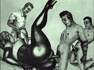 vintage retro art shows hairy pussy antique style
