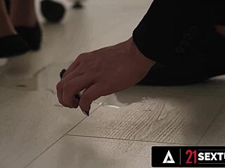 naughty blonde zazie skymm pees then fucks coworker hard 😈 office doggystyle deepthroat ride!