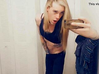 Adorable yoga slut tranny in tight leggings rubs her clit till she cums hard.