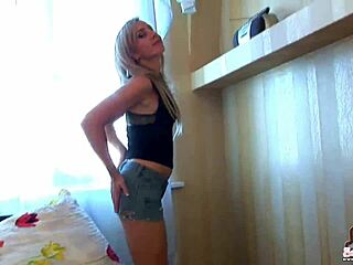 Can you handle these tiny tight jeans shorts on petite brunette teen?