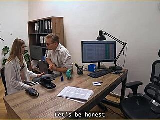 In the office, cute Euro girl pays with anal after casting interview. All holes filled hard.