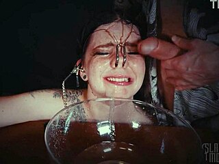 garage-bound emo goth cries as rough piss punishes her tied-up submissive whore face