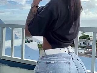 exhibitionist wife flashes tight pussy outdoors solo