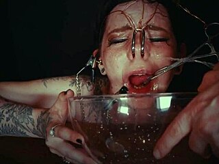 garage-bound emo goth cries as rough piss punishes her tied-up submissive whore face