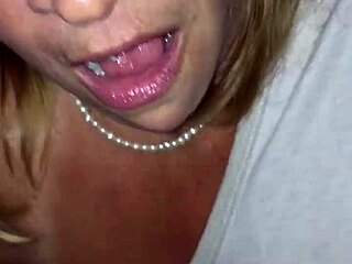 Mama's fat lips wrap son's cock for messy homemade blowjob part 2
