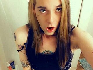 Adorable yoga slut tranny in tight leggings rubs her clit till she cums hard.