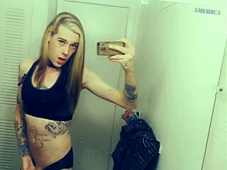 Adorable yoga slut tranny in tight leggings rubs her clit till she cums hard.