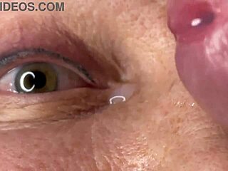 Mature Lady Takes Huge Facial Cumshot On Eyes