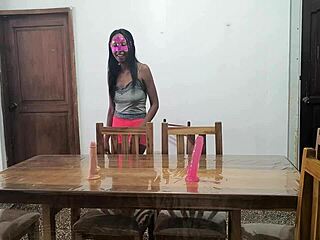 hot latina milfs 😍 masturbate juicy pussies on desk with dildos homemade neighborhood sluts 🔥