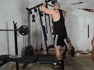 Filmed my trainer riding me then fucked him bareback at the gym