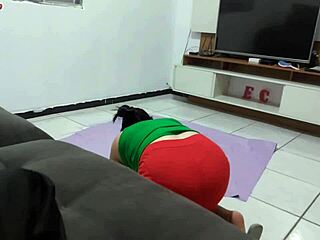 madrasta spies on stepson bathing then milks his monster cock