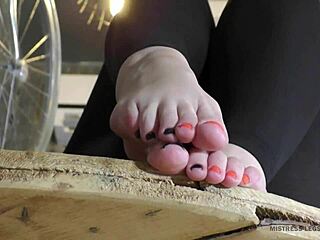 sexy bare soles tease close-up rubbing lotion before nude toe masturbation play