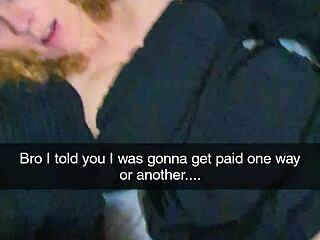 pregnant milf settles boyfriend's debt via snapchat with rough cuckold action