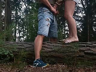 Cheating wife bangs boss deep in forest doggy cowgirl