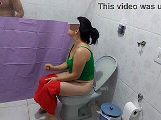 madrasta spies on stepson bathing then milks his monster cock