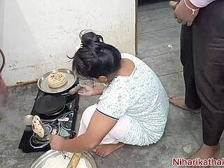 Indian desi stepmom bends over kitchen counter for first time doggy missionary pussy fuck 😈🍆
