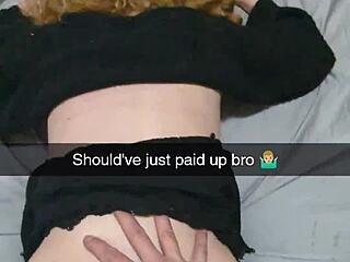 pregnant milf settles boyfriend's debt via snapchat with rough cuckold action