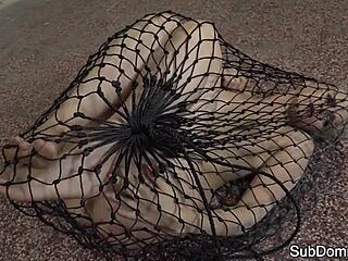 Euro sub trapped and dominated in kinky maledom web bondage