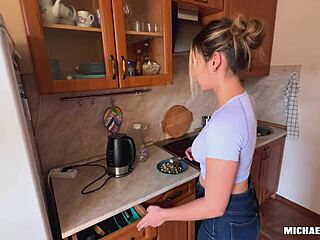 horny stepmom craves son's big cock in kitchen pov