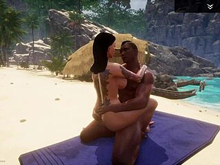 curvy white milf alissa rides locu's big black cock on beach