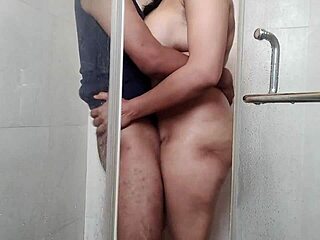 hot stepsis fucked in bathroom before breakfast cum on tits