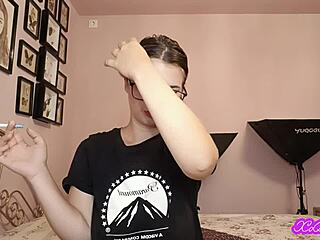 hot romanian brunette mistress smokes cig in glasses femdom