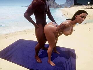 curvy white milf alissa rides locu's big black cock on beach