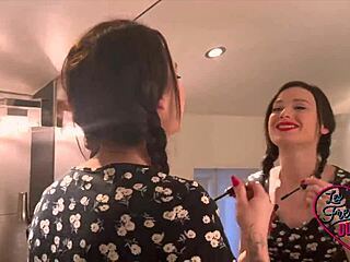 Petite French Brunette Alice Teases Two Studs in Sultry MMF Threesome