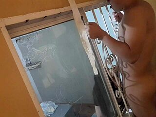 dad locks door but slutty teen sneaks friend in window for wild fuck