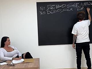 Teacher Catches Student Seducing Her for Forbidden Classroom Creampie Fuck
